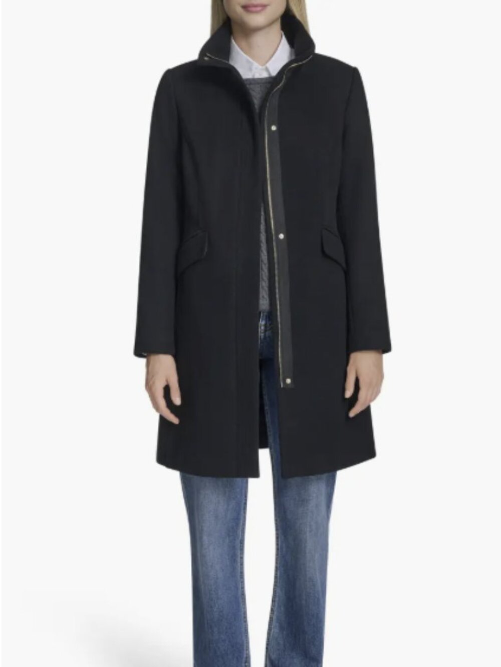 Cole Haan Women's Longline Wool Blend Coat Black Size 8 NWT $348 MSRP